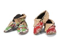 Sioux and Cheyenne Beaded Hide Moccasins