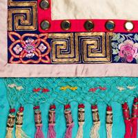 A Large Chinese Embroidered Silk Hanging Panel, Late 19th Century 清晚期 藍地綉花鳥大挂賬