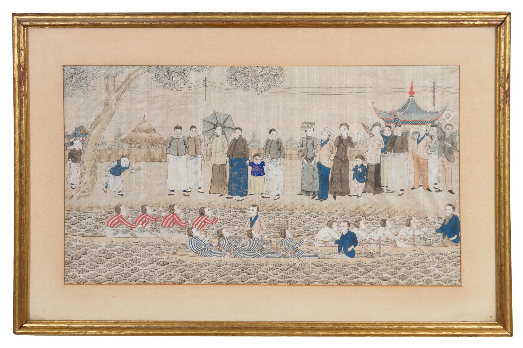 A Pair of Chinese Silk Paintings LATE QING DYNASTY 10 3/4 x 19 3/4 inches. — LATE QING DYNASTY