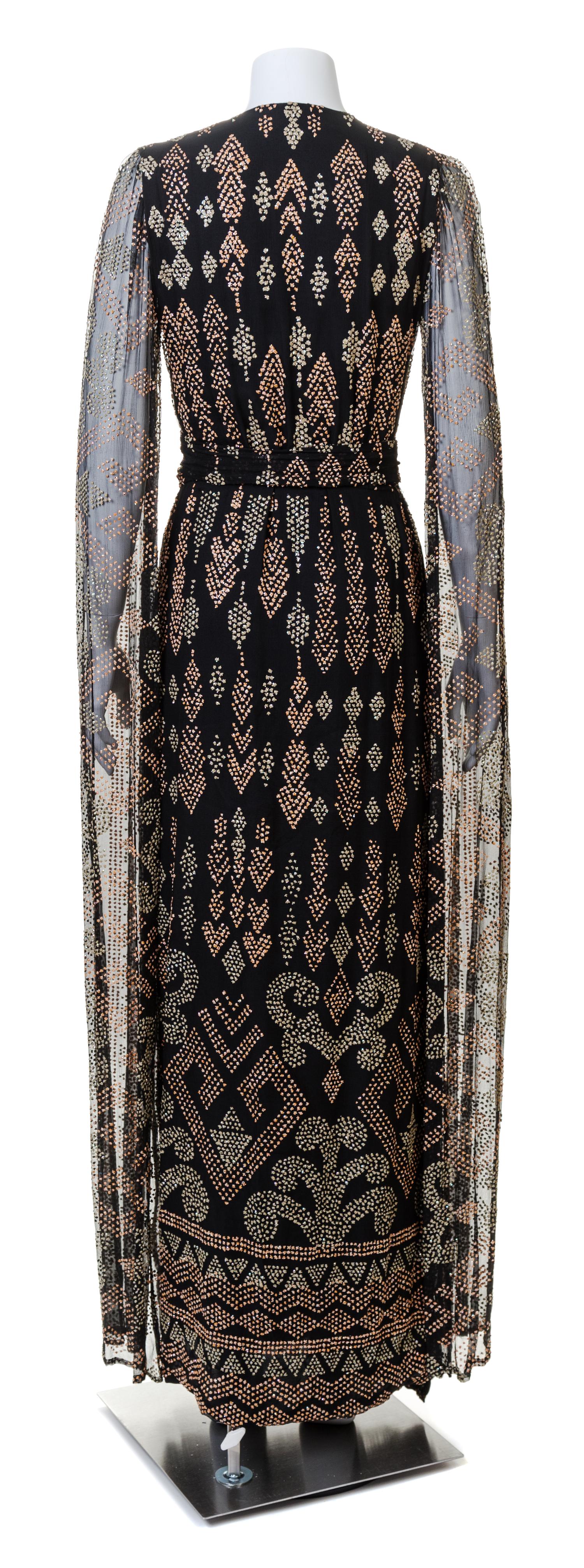 A Thea Porter 1960s Beaded Wrap Gown, No size.