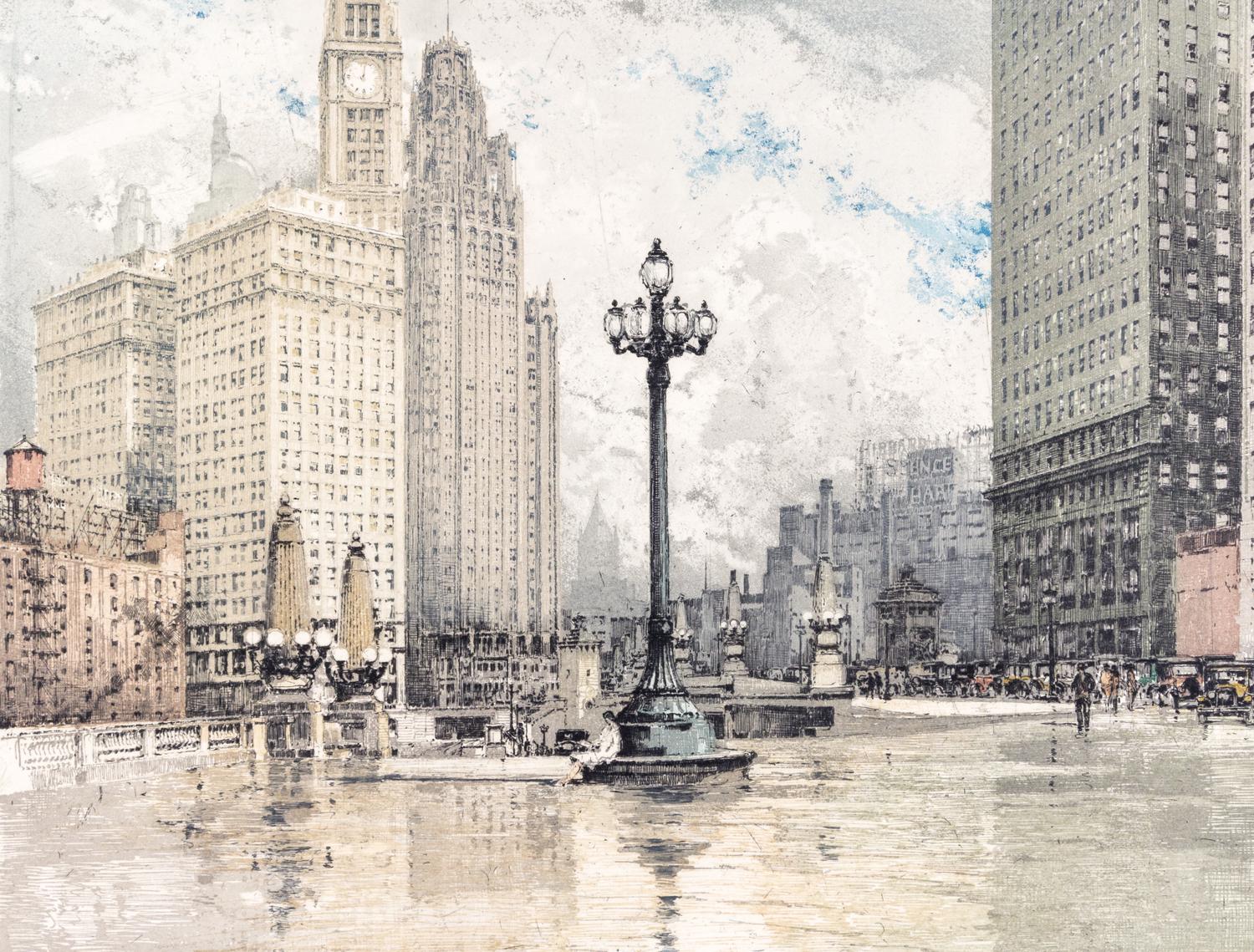 (CHICAGO) KASIMIR, LUIGI. Michigan Avenue. Four etchings with aquatint. Signed.