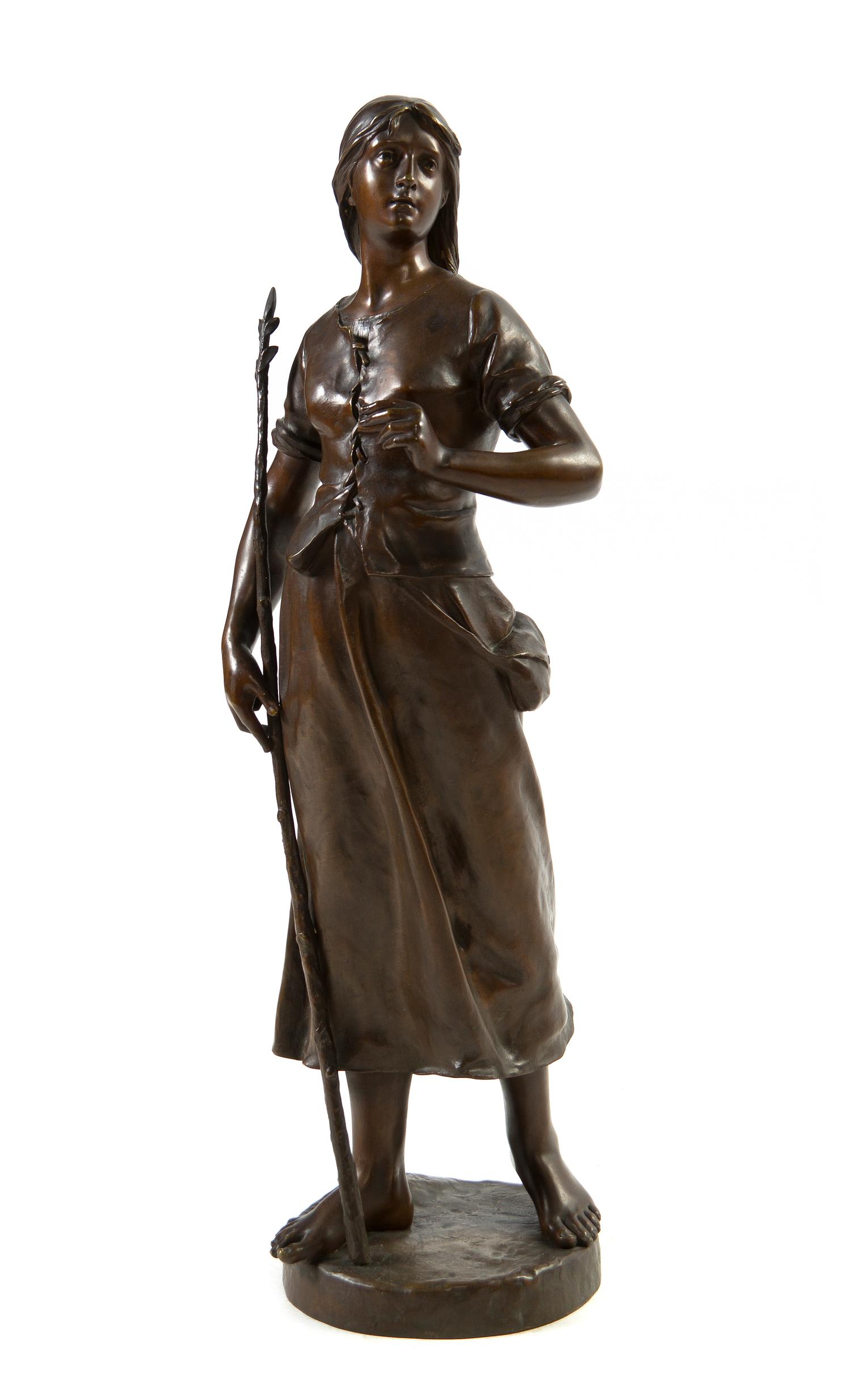 A French Bronze Sculpture, after Eugene Marioton (1854-1933), Height 29 inches.