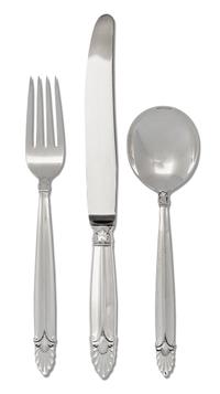An American Silver Flatware Service, International Silver Co., Meriden, CT,, Empress pattern, comprising: 24 salad forks 12 dinner fork