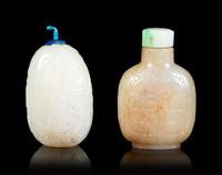 Two Carved Jade Snuff Bottles