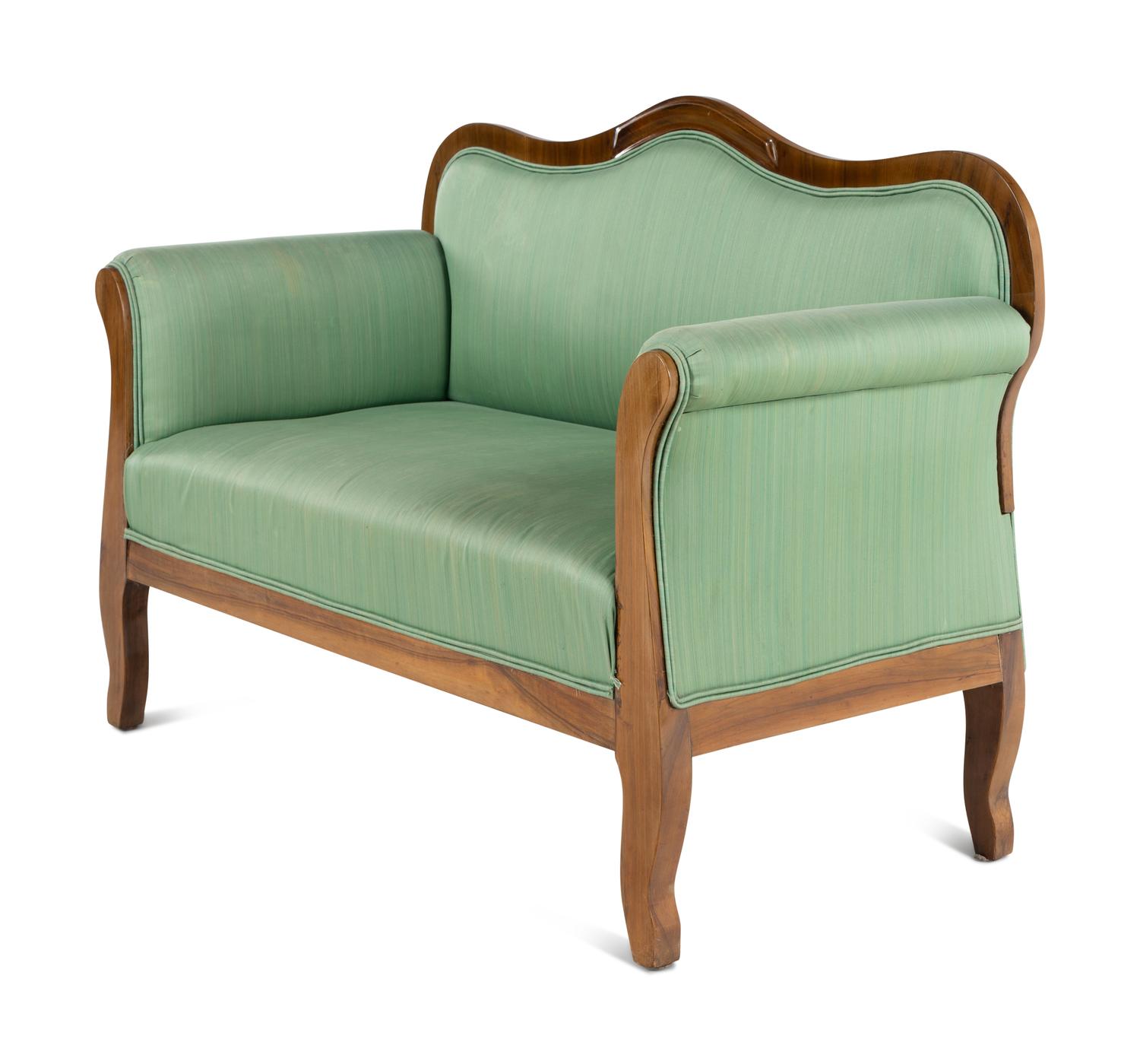 A Biedermeier Walnut Loveseat