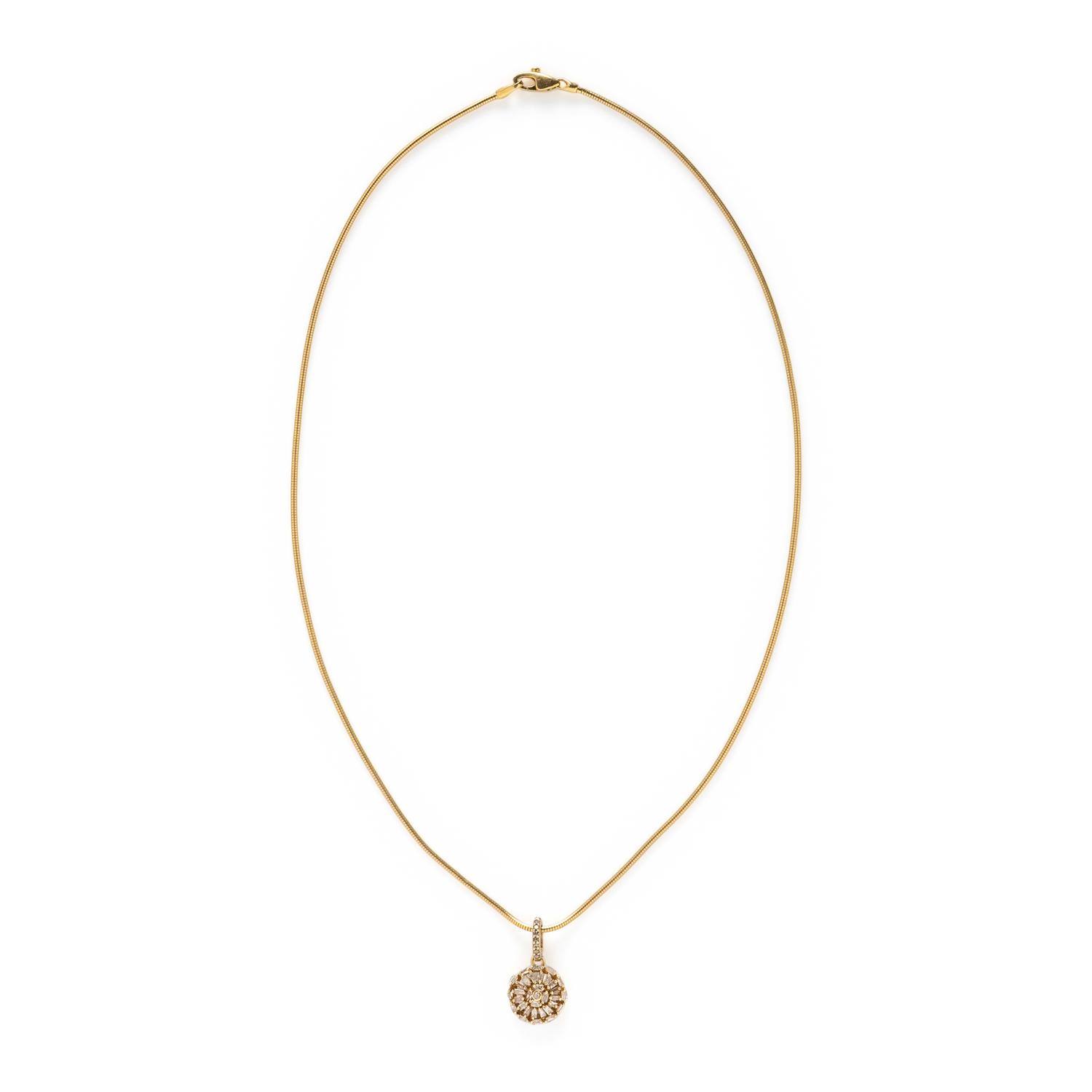 YELLOW GOLD, STERLING SILVER, AND DIAMOND PENDANT NECKLACE