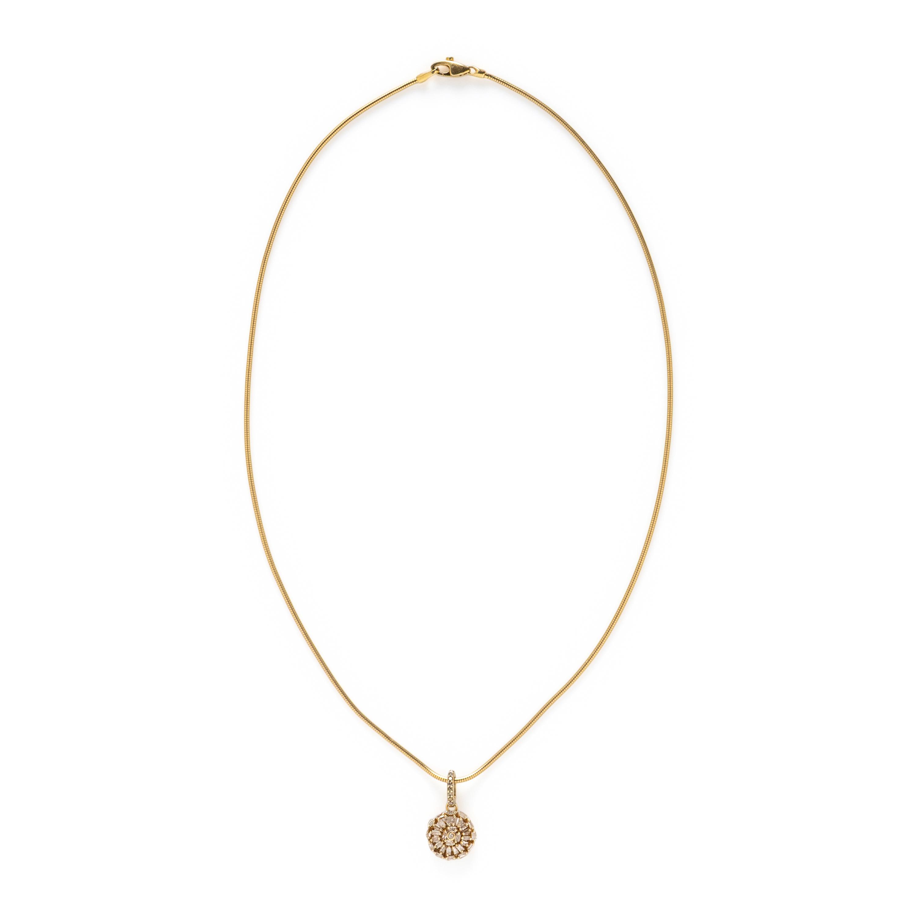 YELLOW GOLD, STERLING SILVER, AND DIAMOND PENDANT NECKLACE