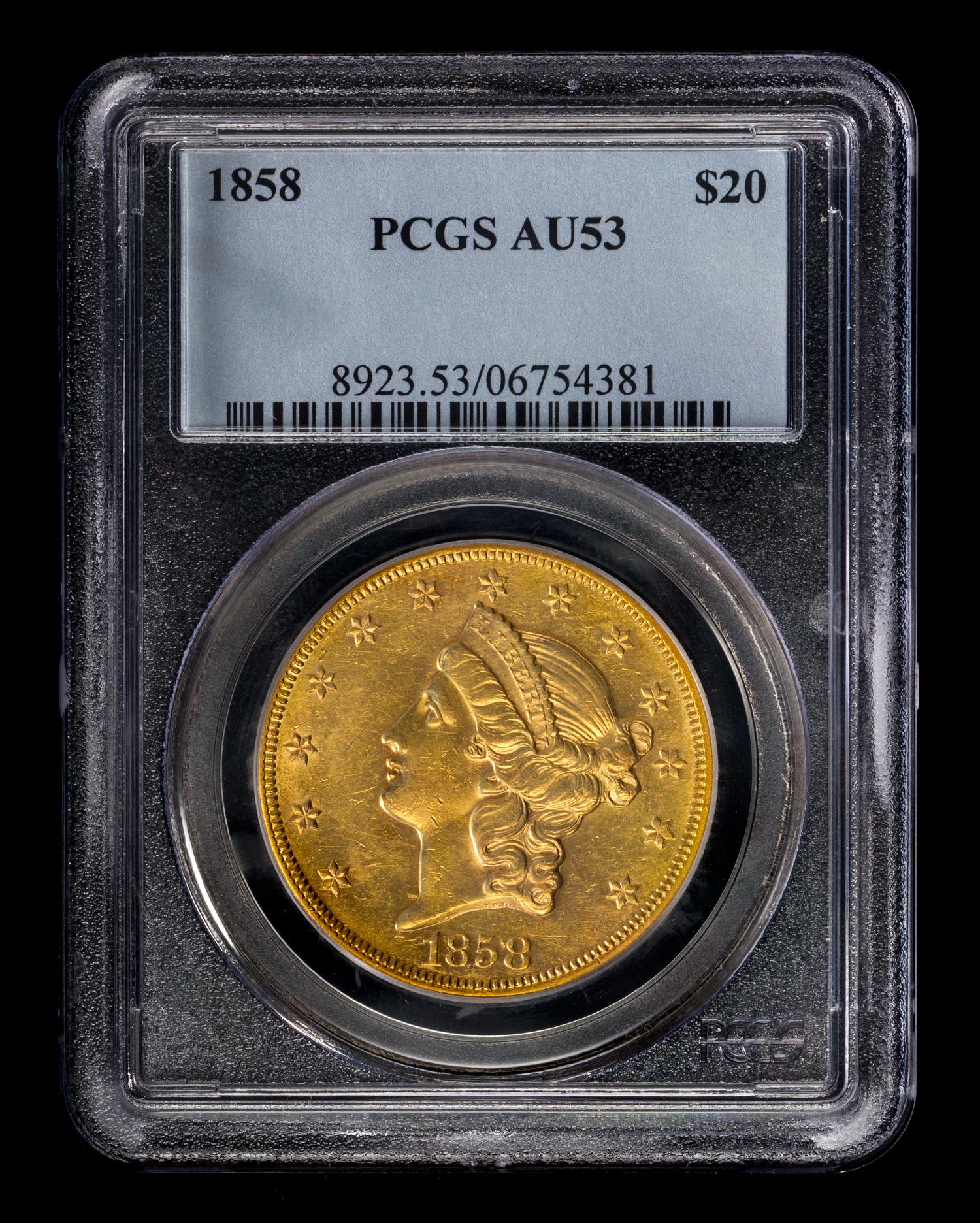 A United States 1858 Liberty Head $20 Gold Coin
