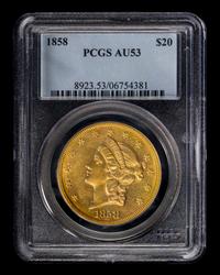 A United States 1858 Liberty Head $20 Gold Coin