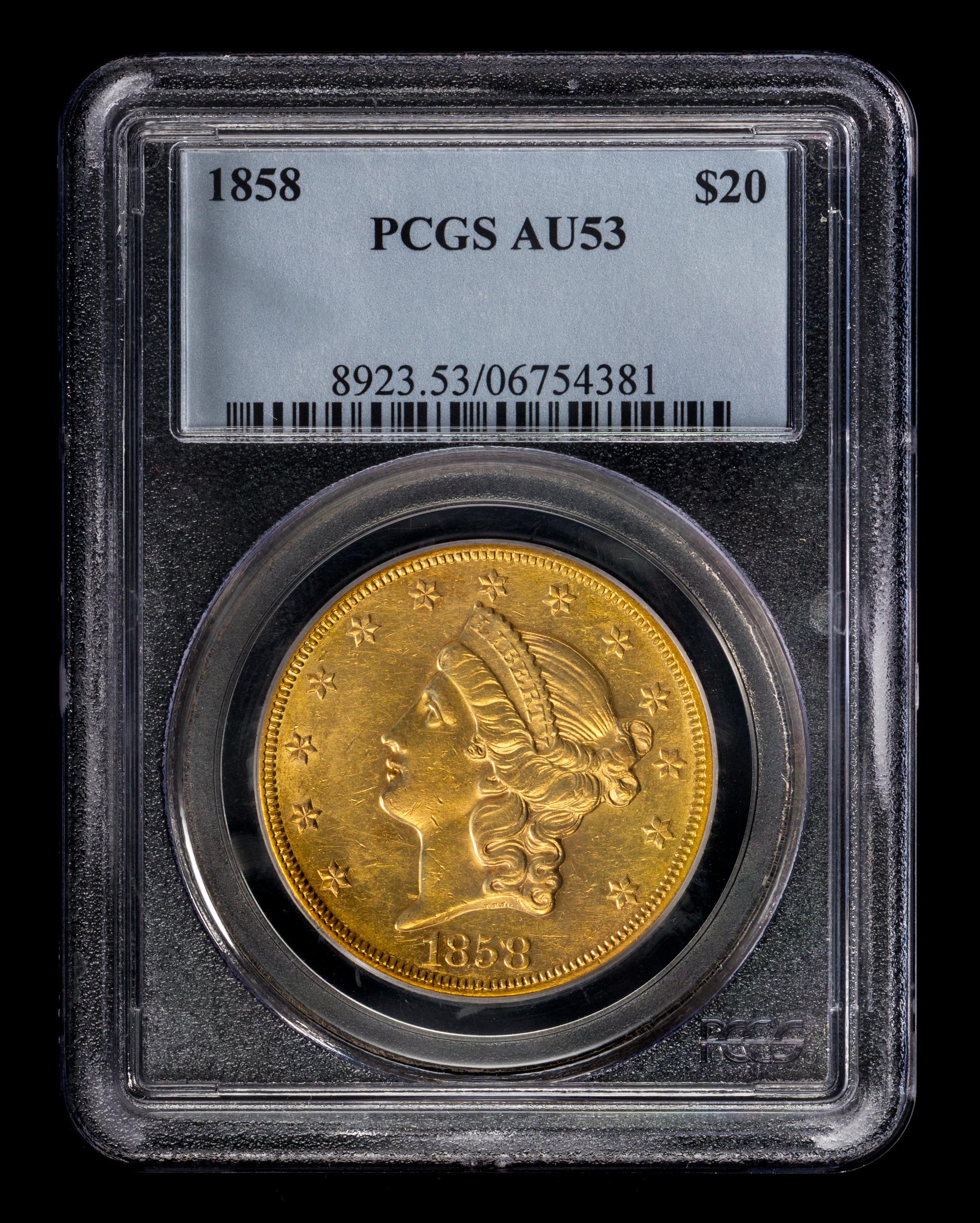 A United States 1858 Liberty Head $20 Gold Coin