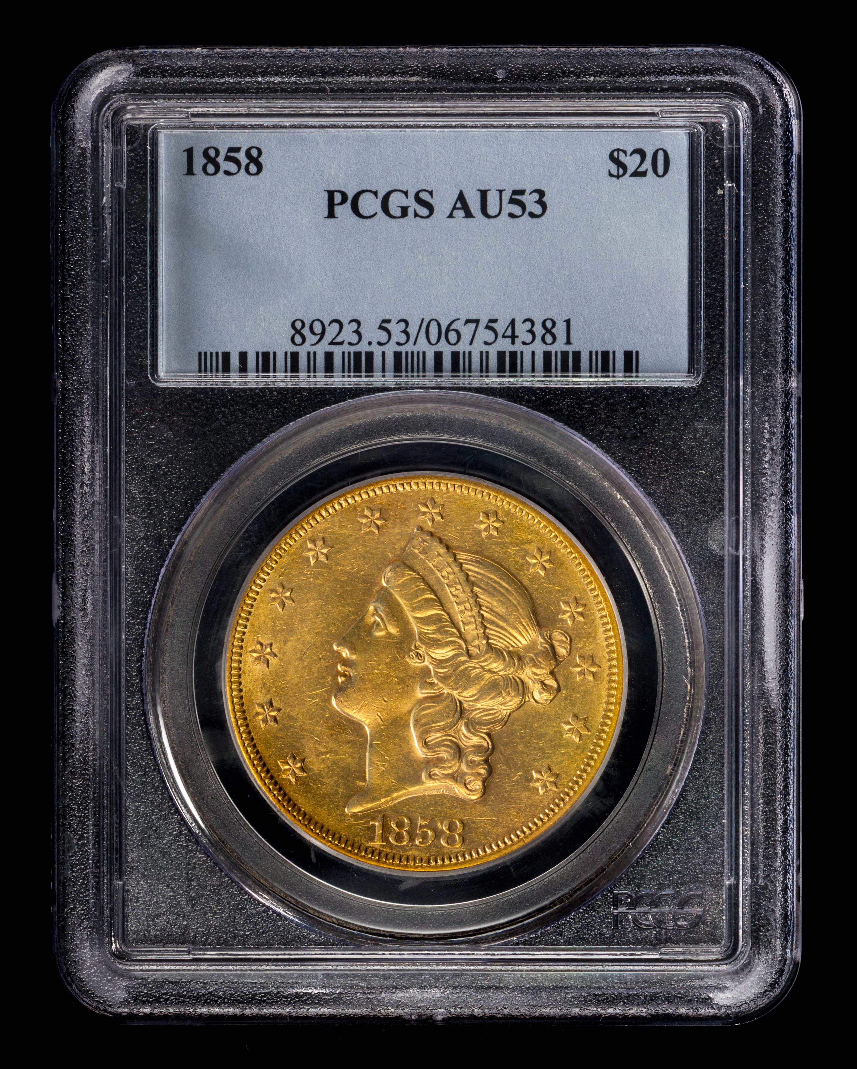 A United States 1858 Liberty Head $20 Gold Coin