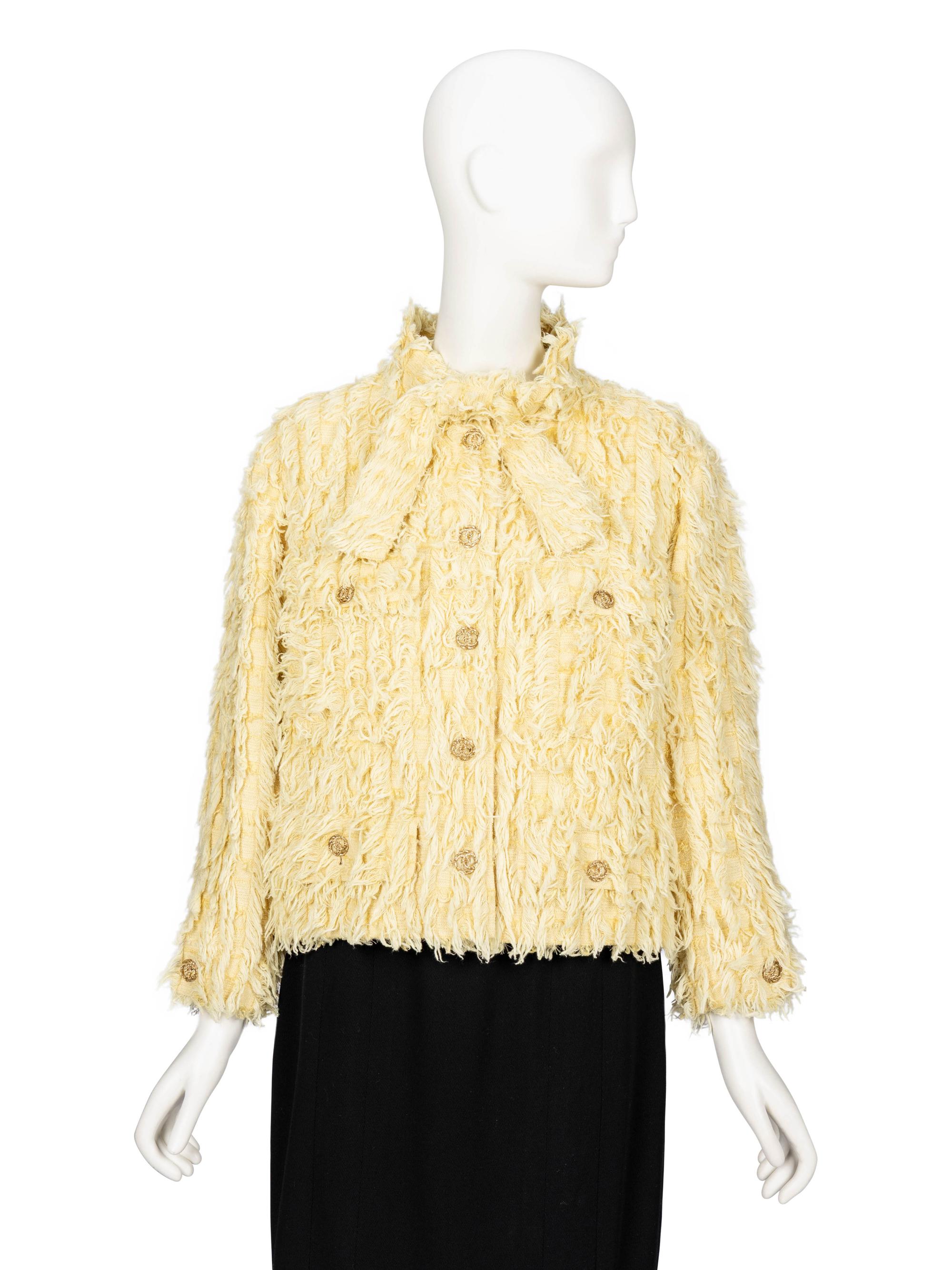 Chanel, Yellow Shaggy Tweed Jacket