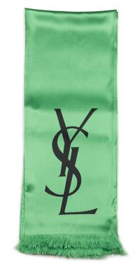 An Yves Saint Laurent Green Silk Oblong Scarf, 106".