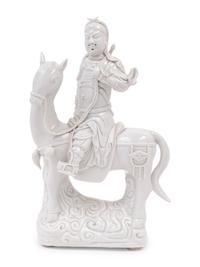A Chinese Blanc-de-Chine Porcelain Figure of Guangong