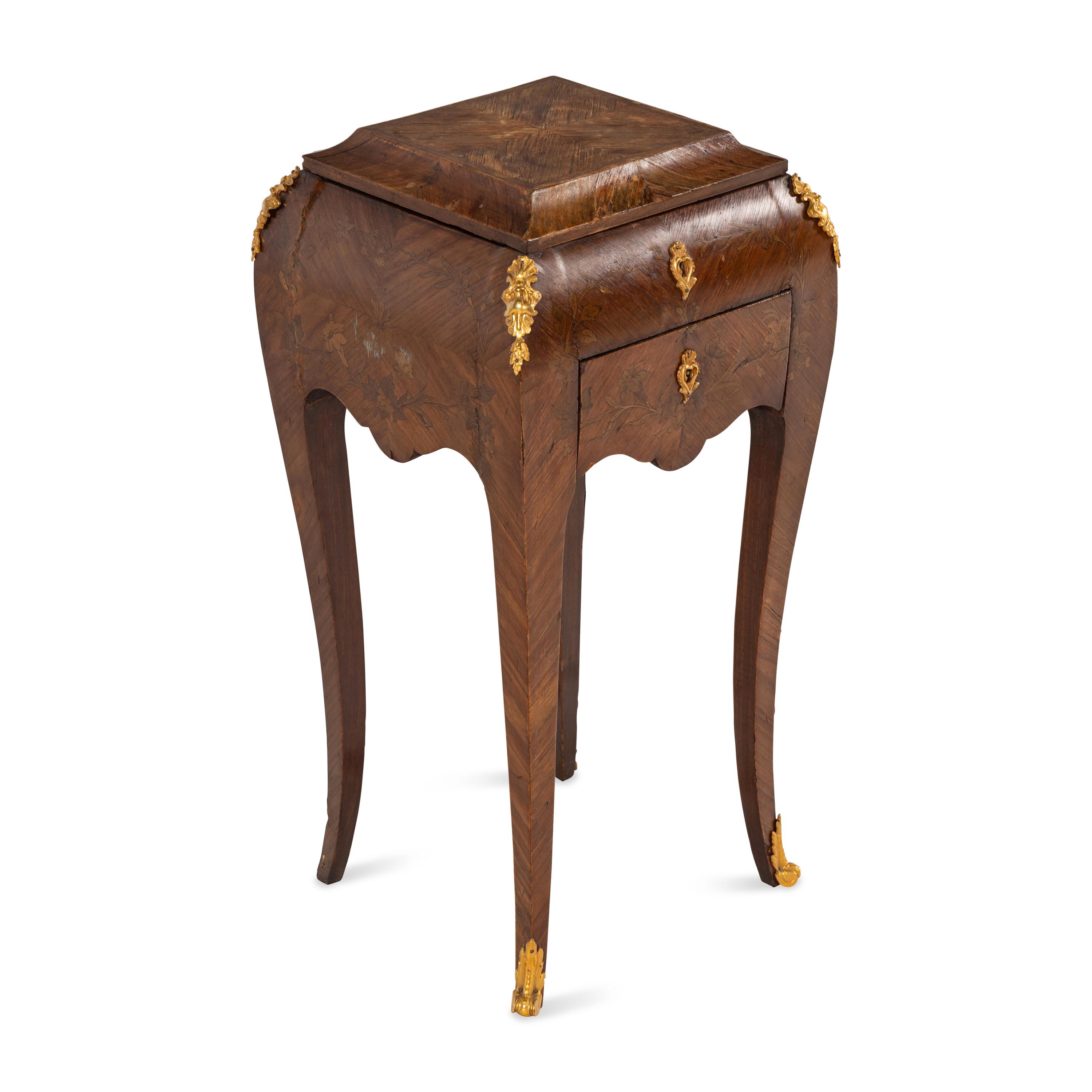 A Louis XV Style Marquetry and Gilt-Bronze Mounted Dressing Table