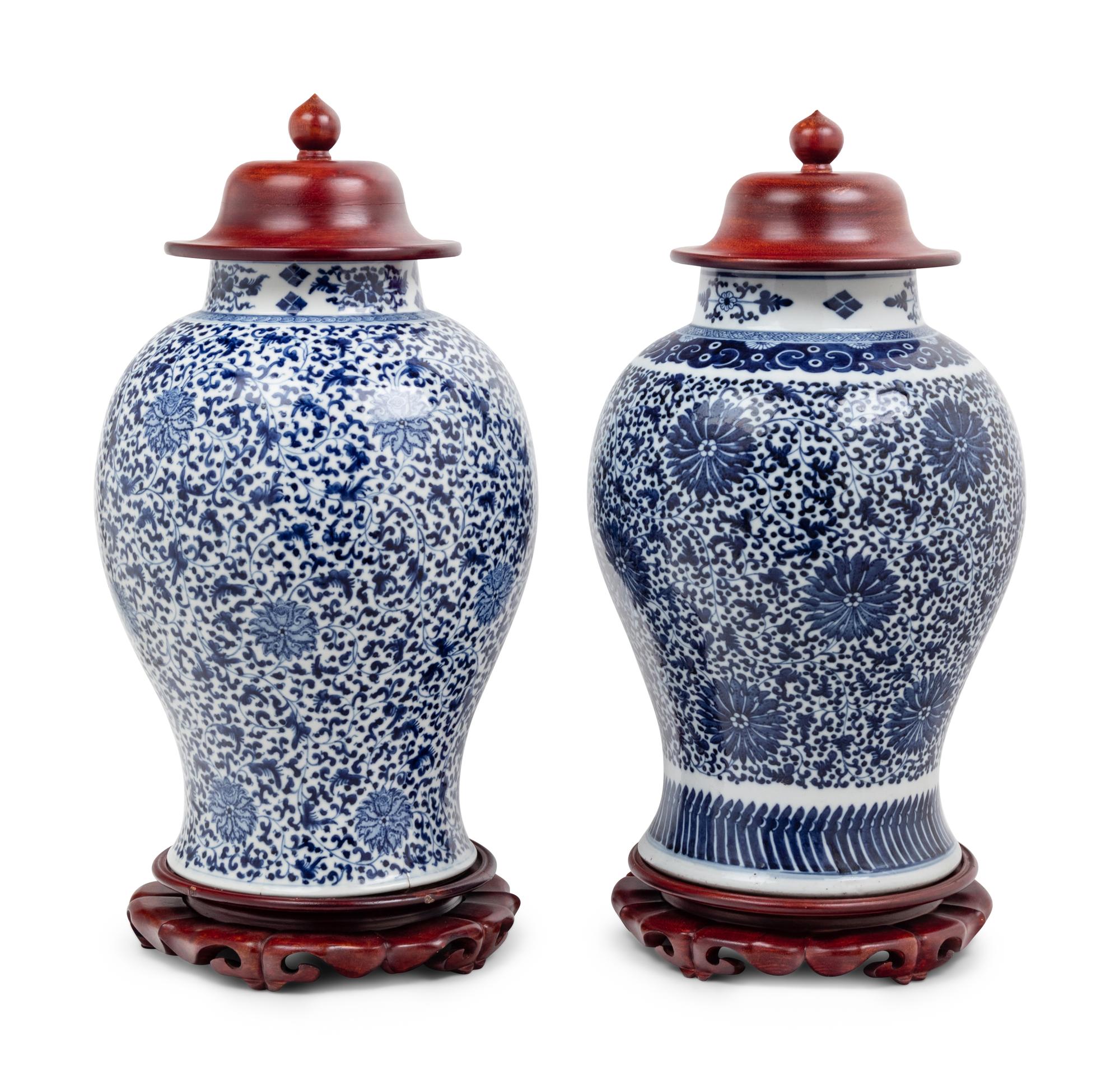 Two Chinese Blue and White Porcelain Baluster Jars