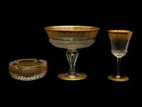 Three Gilt Decorated Baccarat Glass Articles