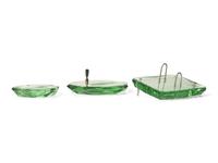 A Three-Piece Green Art Glass Desk Set By Fontana Arte DONATED BY NATE BERKUS