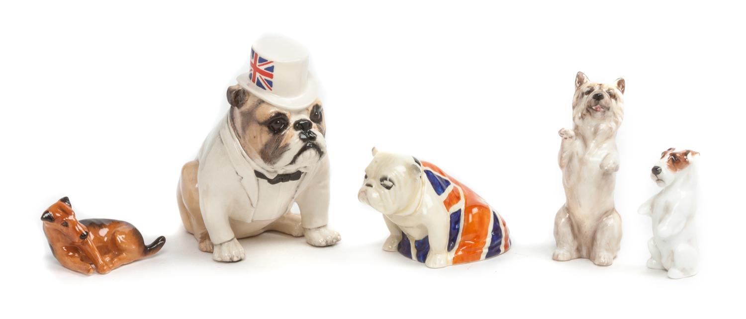 Five Royal Doulton Porcelain Figures Width of widest 6 inches. — 20TH CENTURY