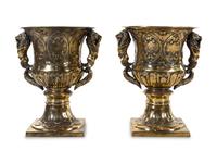 A Pair of English Gilt Bronze Jardinières