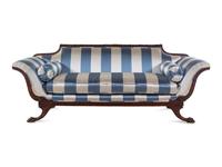 A Regency Style Scalamandré Satin Upholstered Sofa