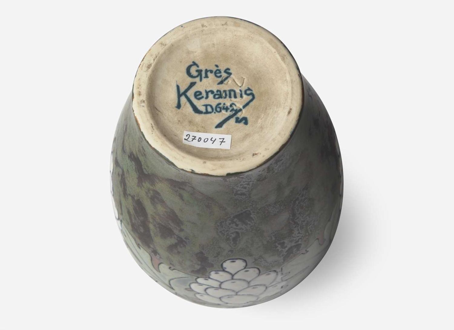 Charles Catteau for Boch Frères, Keramis Vase with Grapes