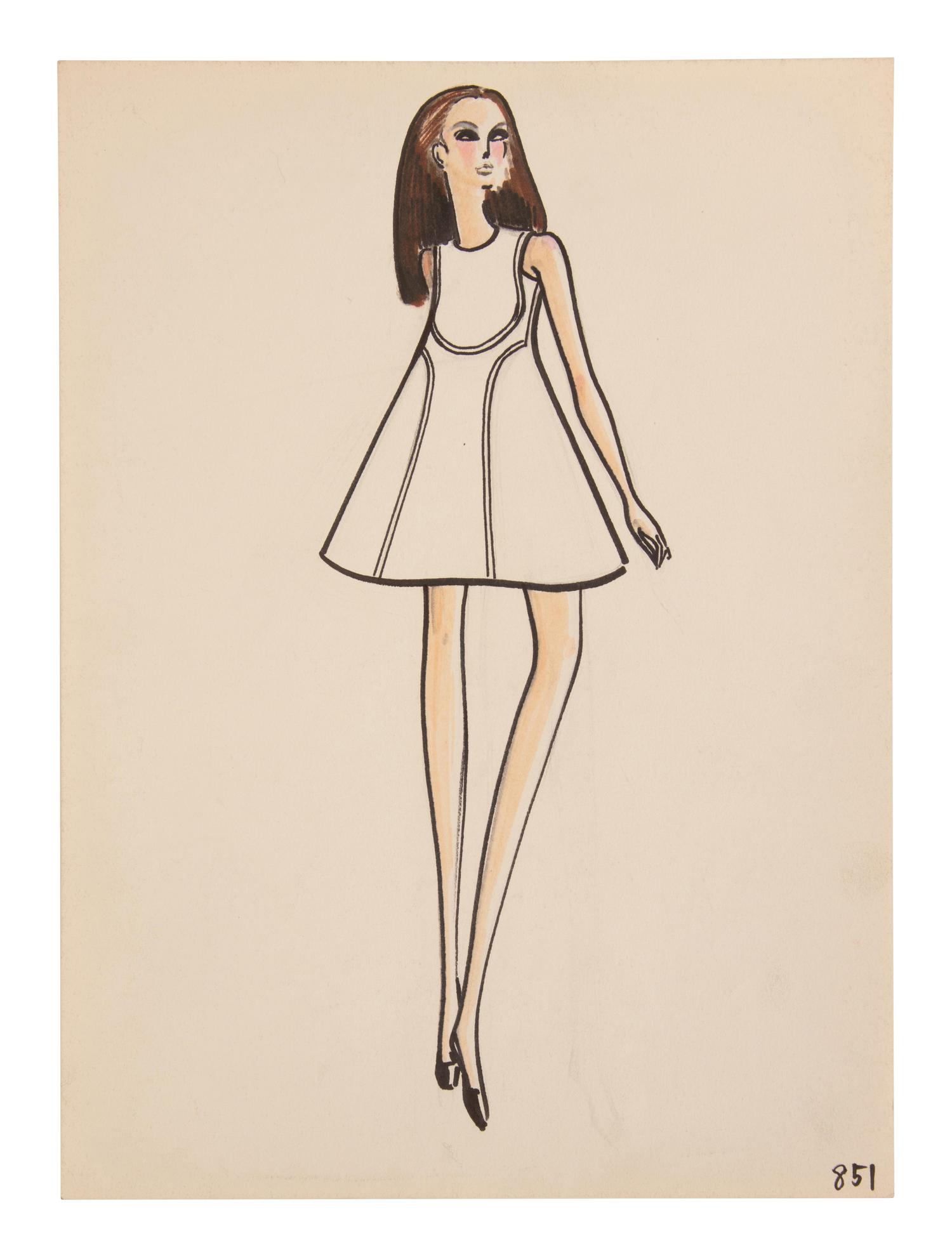 Four Issey Miyake for Geoffrey Beene Fashion Illustrations, Late 1960s