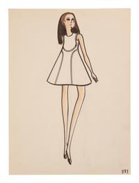 Four Issey Miyake for Geoffrey Beene Fashion Illustrations, Late 1960s