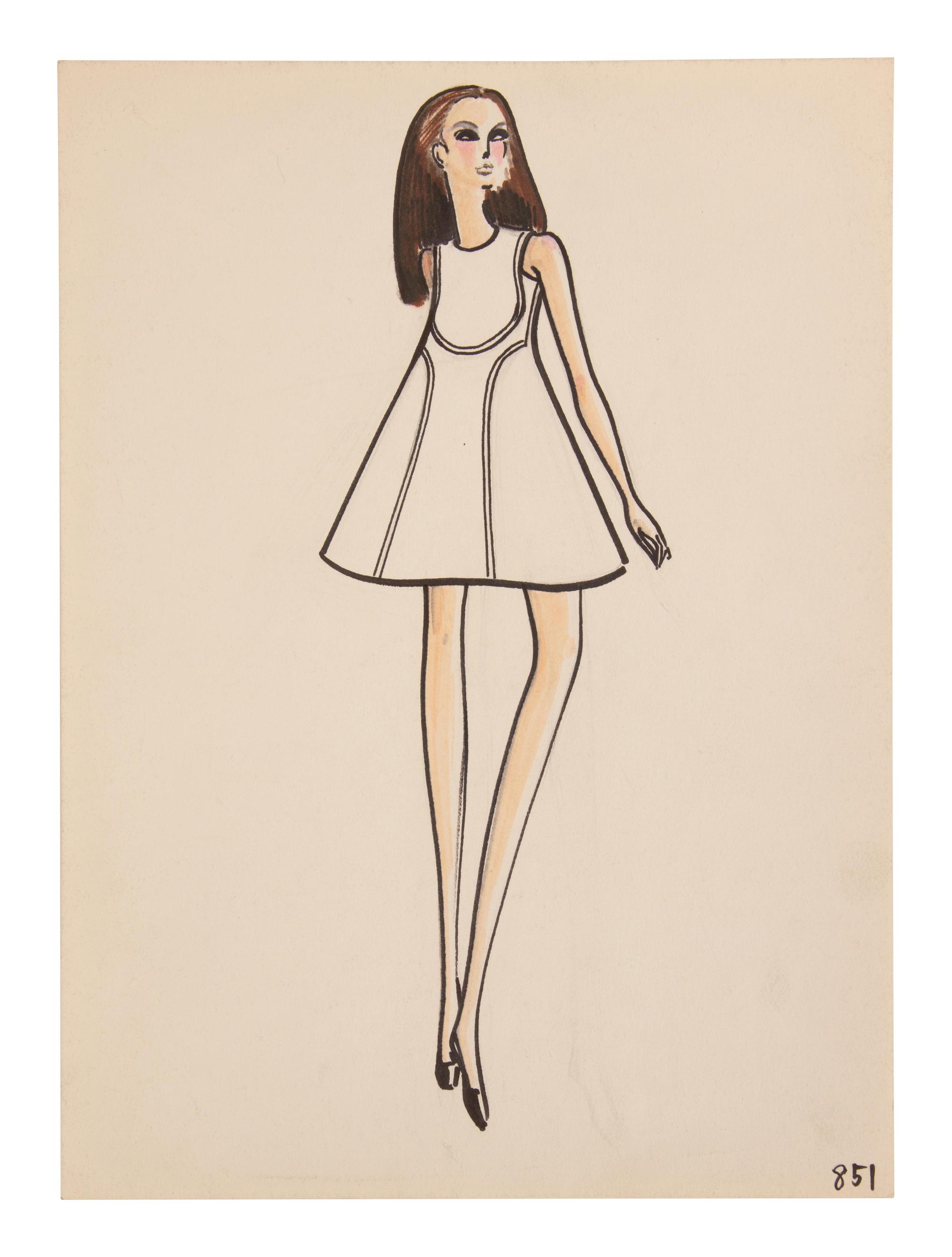Four Issey Miyake for Geoffrey Beene Fashion Illustrations, Late 1960s