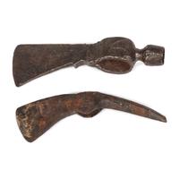 Spike Tomahawk and Pipe Tomahawk Heads — lot of 2, both hand-forged