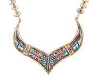 Zuni Sterling Silver and Mosaic Inlay Necklace