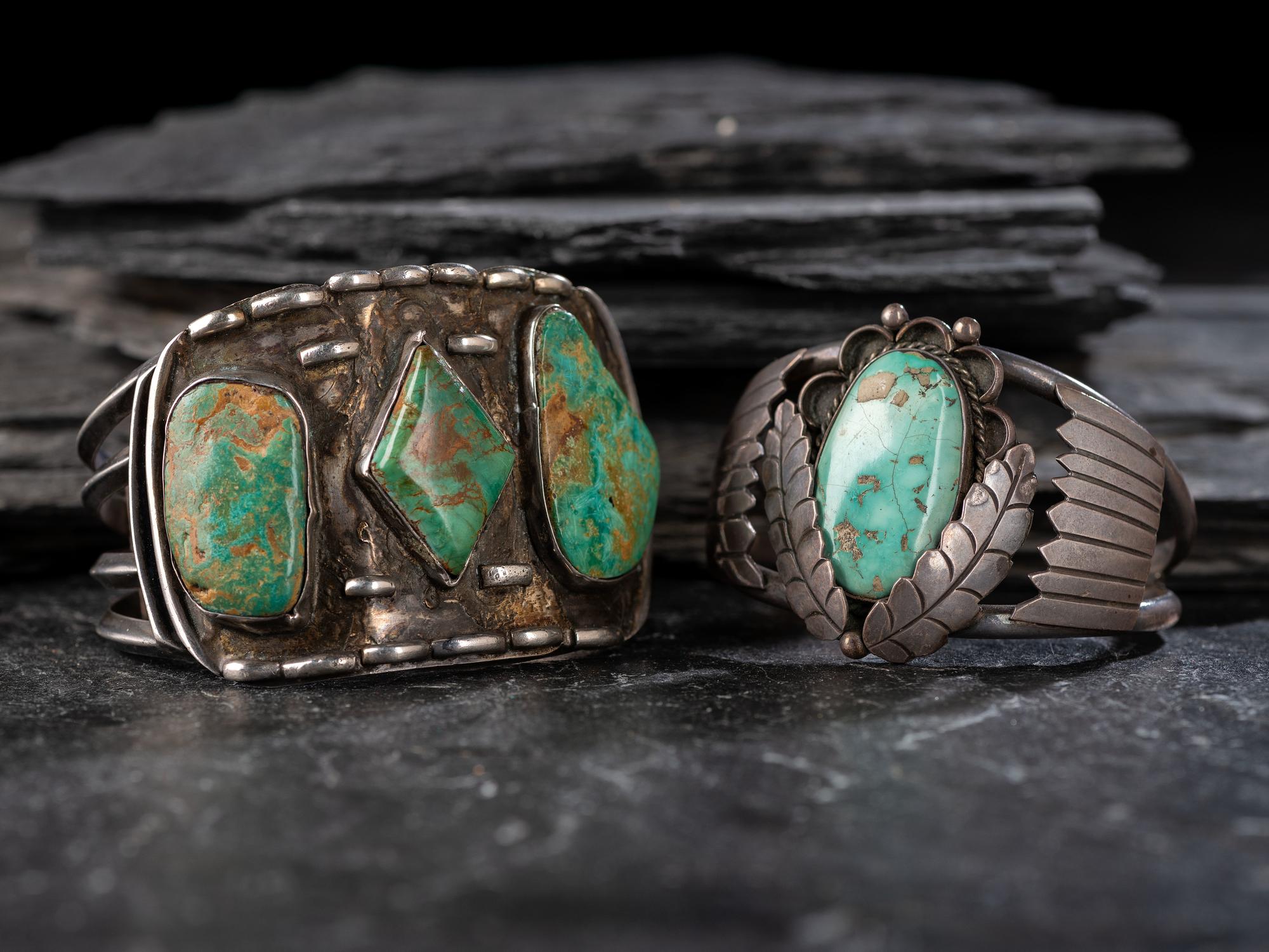 Navajo Silver and Turquoise Cuff Bracelets