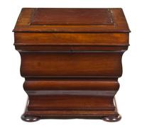A Georgian Style Mahogany Cellarette, Height 22 1/4 x width 26 x depth 22 3/4 inches.