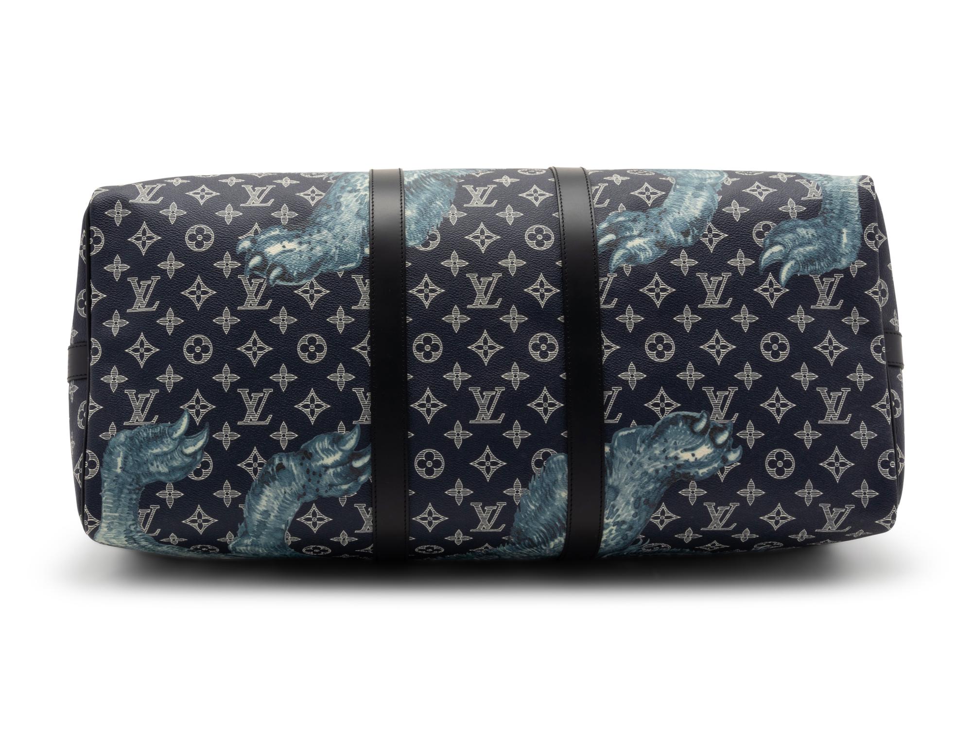 Louis Vuitton Limited Edition Keepall Bandoulière 55 in Monogram Savane Canvas with Lion Print, Chapman Brothers, Spring Summer 2017