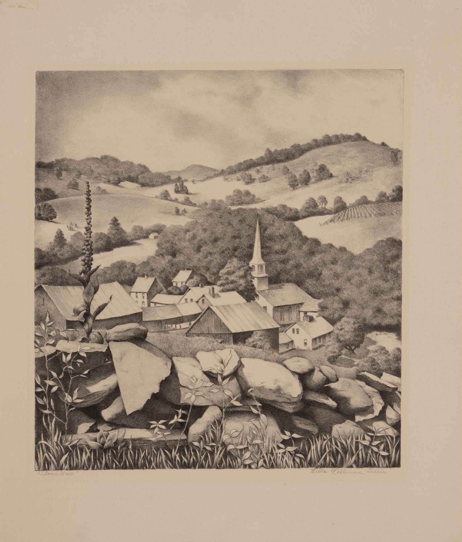 A group of three prints ( Shadows; Stone Wall; Winter Work )