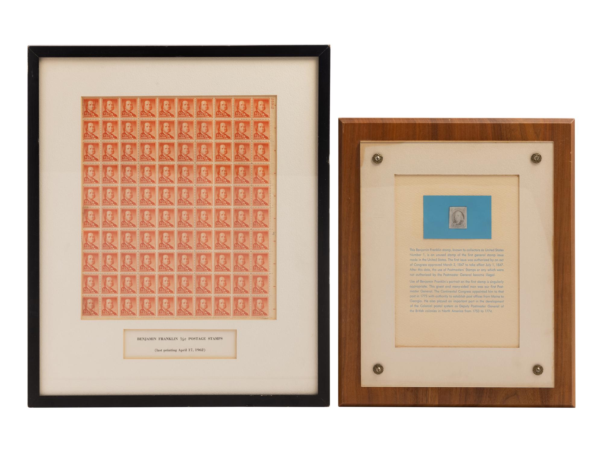 A Sheet of 100 Benjamin Franklin 1/2 Cent Orange-Red (#1030) Stamps