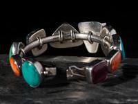 Sterling Silver Bangle Bracelet, with Inlay