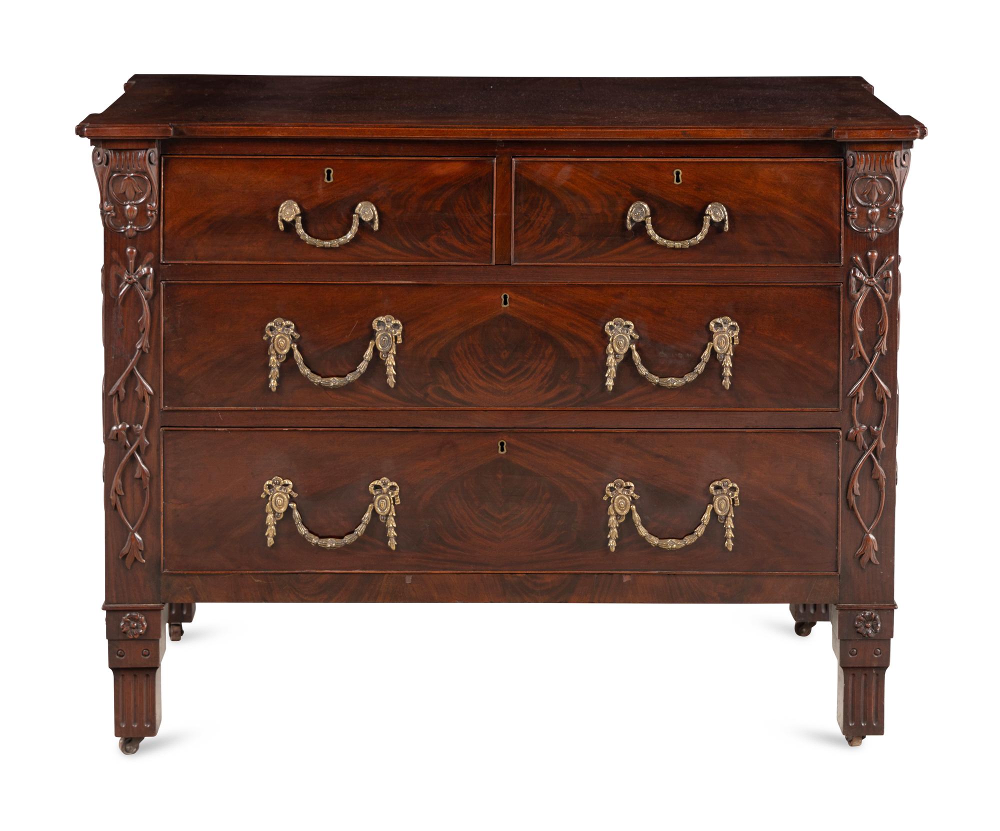 A Dutch Mahogany Chest of Drawers