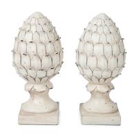 A Pair of Painted Composition Artichoke Finials — 20TH/21ST CENTURY
