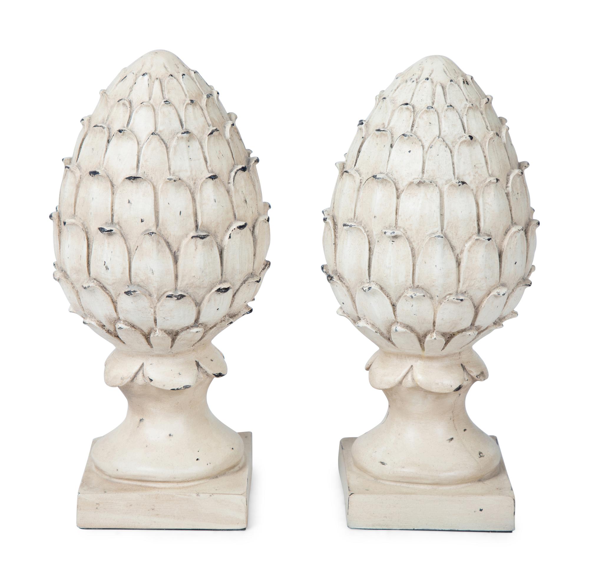 A Pair of Painted Composition Artichoke Finials — 20TH/21ST CENTURY