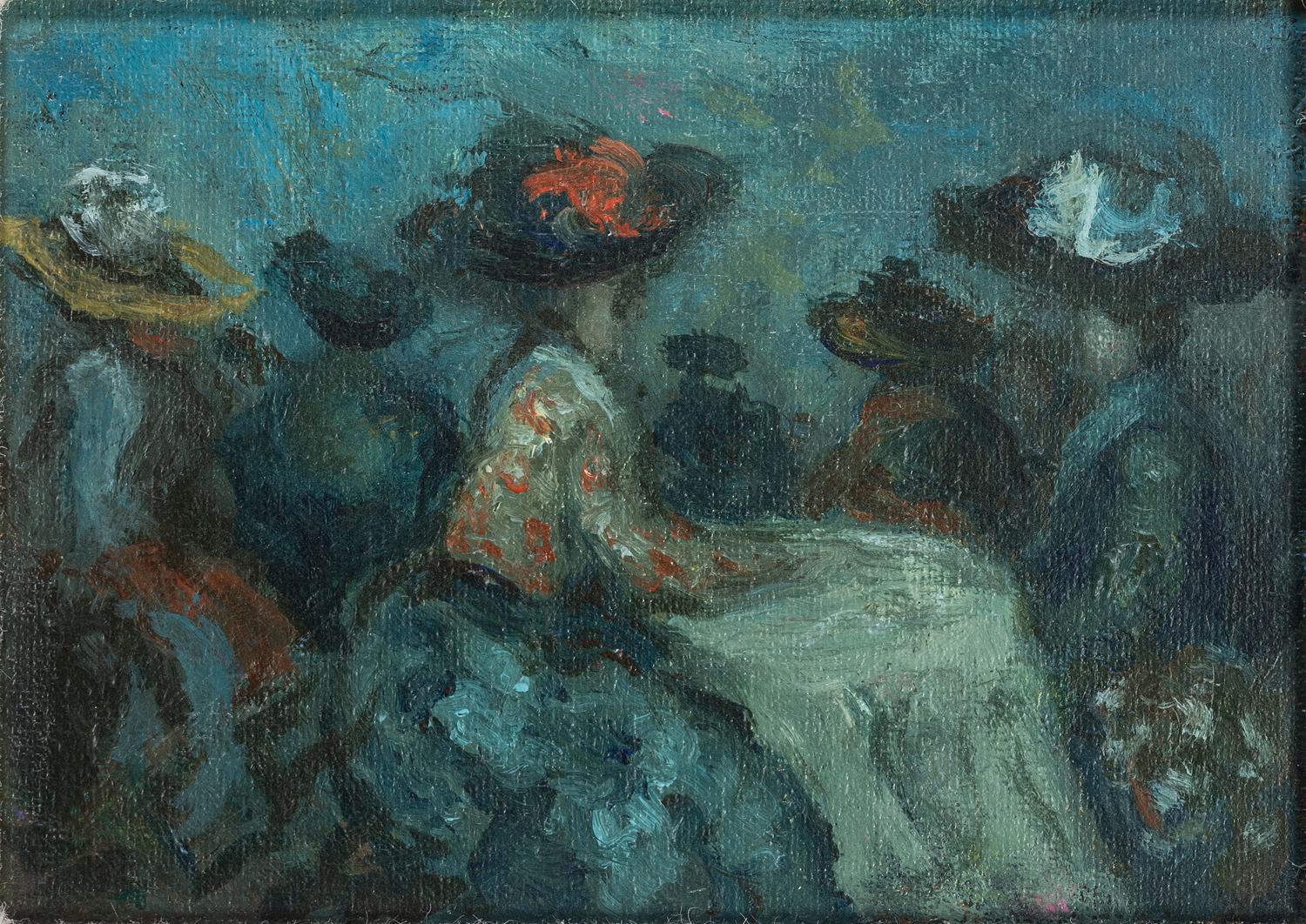 Three Works: Evening in the Square, Three Hats, and Landscape with Villa