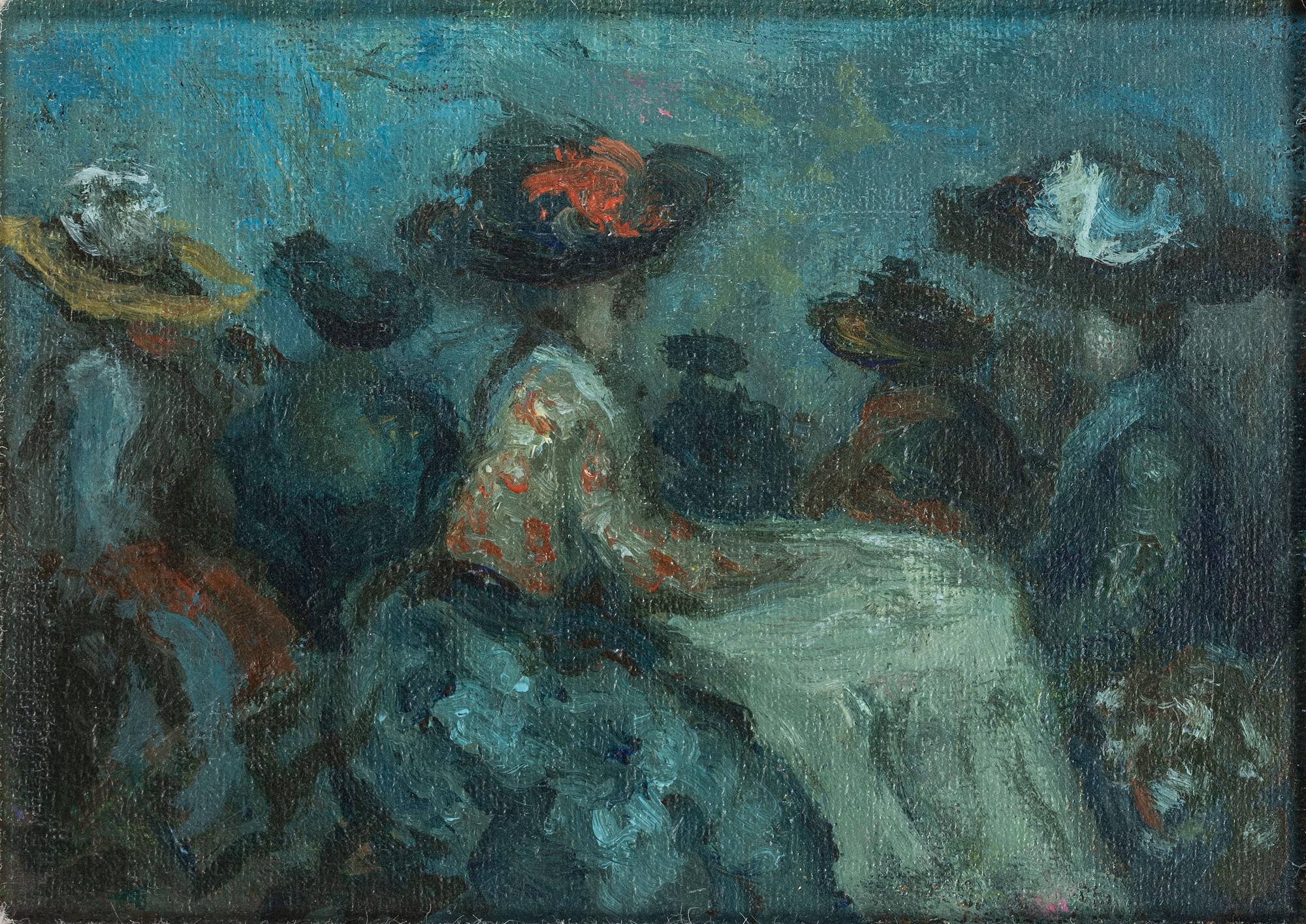 Three Works: Evening in the Square, Three Hats, and Landscape with Villa