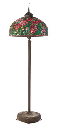 An American Leaded Glass Floor Lamp Height 71 1/2 inches.