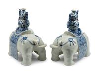 A Pair of Chinese Export Style Porcelain Elephants