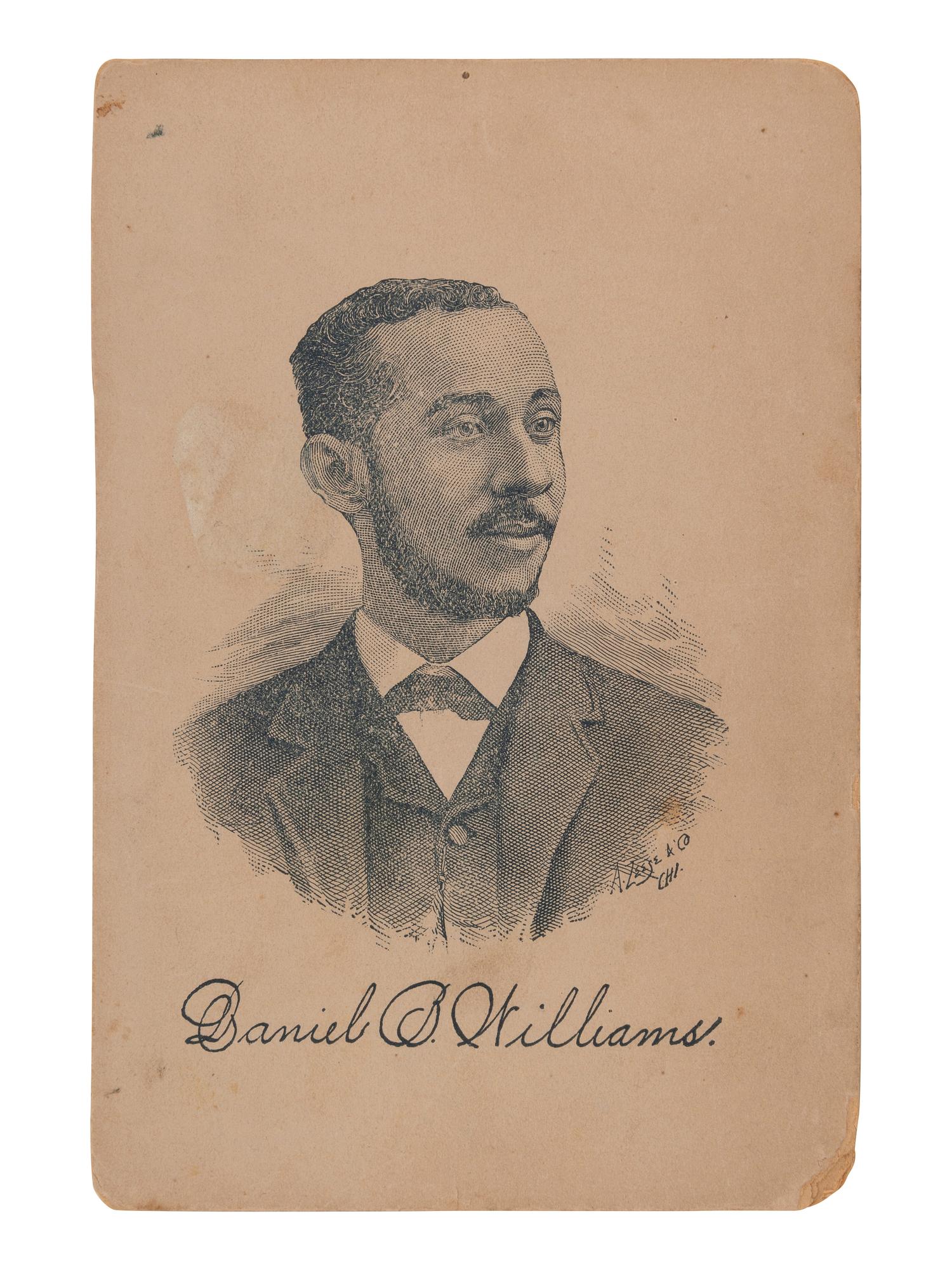 [AFRICAN AMERICANA - EDUCATION]. Printed cabinet card portrait of African American educator, scholar, and author Daniel Barclay Williams (1861-1895). Chicago, IL: A Leese & Co., ca 1890s.
