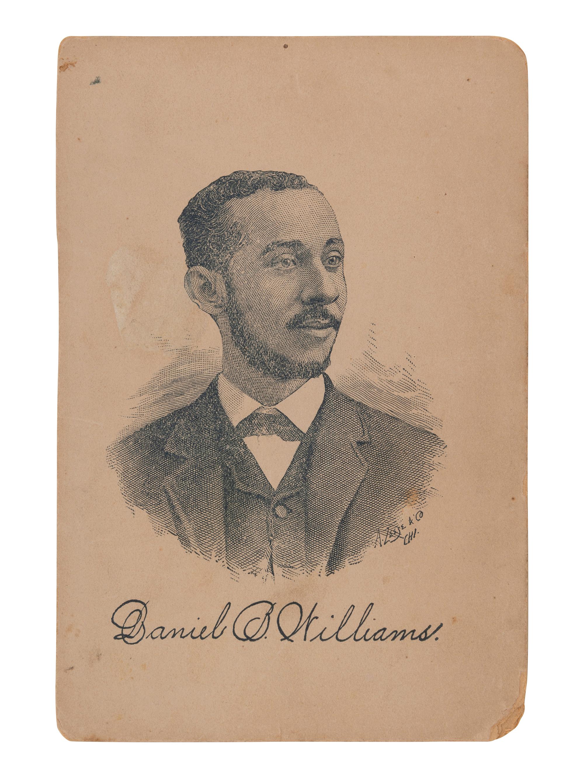 [AFRICAN AMERICANA - EDUCATION]. Printed cabinet card portrait of African American educator, scholar, and author Daniel Barclay Williams (1861-1895). Chicago, IL: A Leese & Co., ca 1890s.