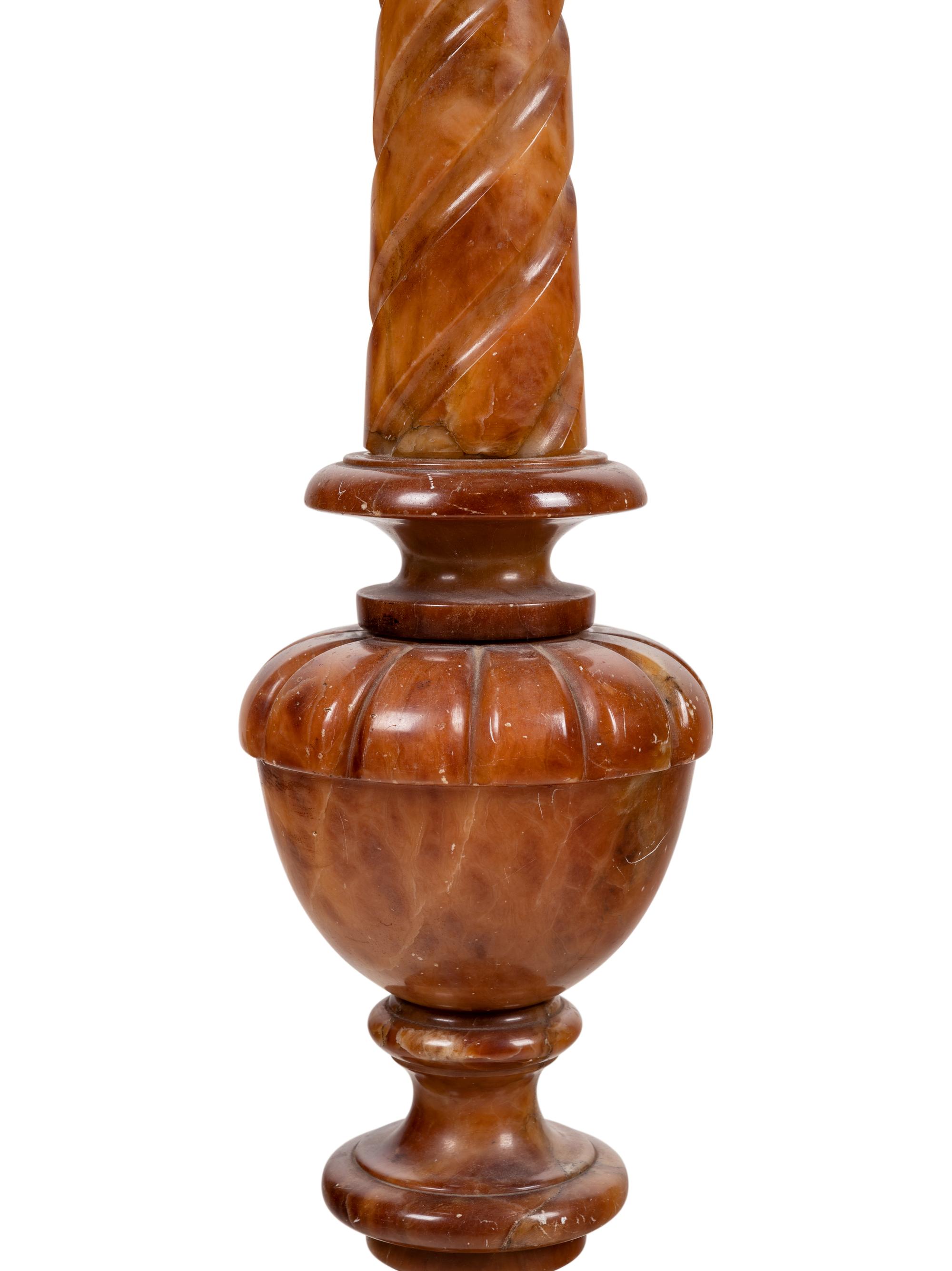 A Continental Carved Alabaster Floor Lamp