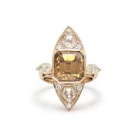 FANCY DEEP BROWN-YELLOW DIAMOND AND DIAMOND RING