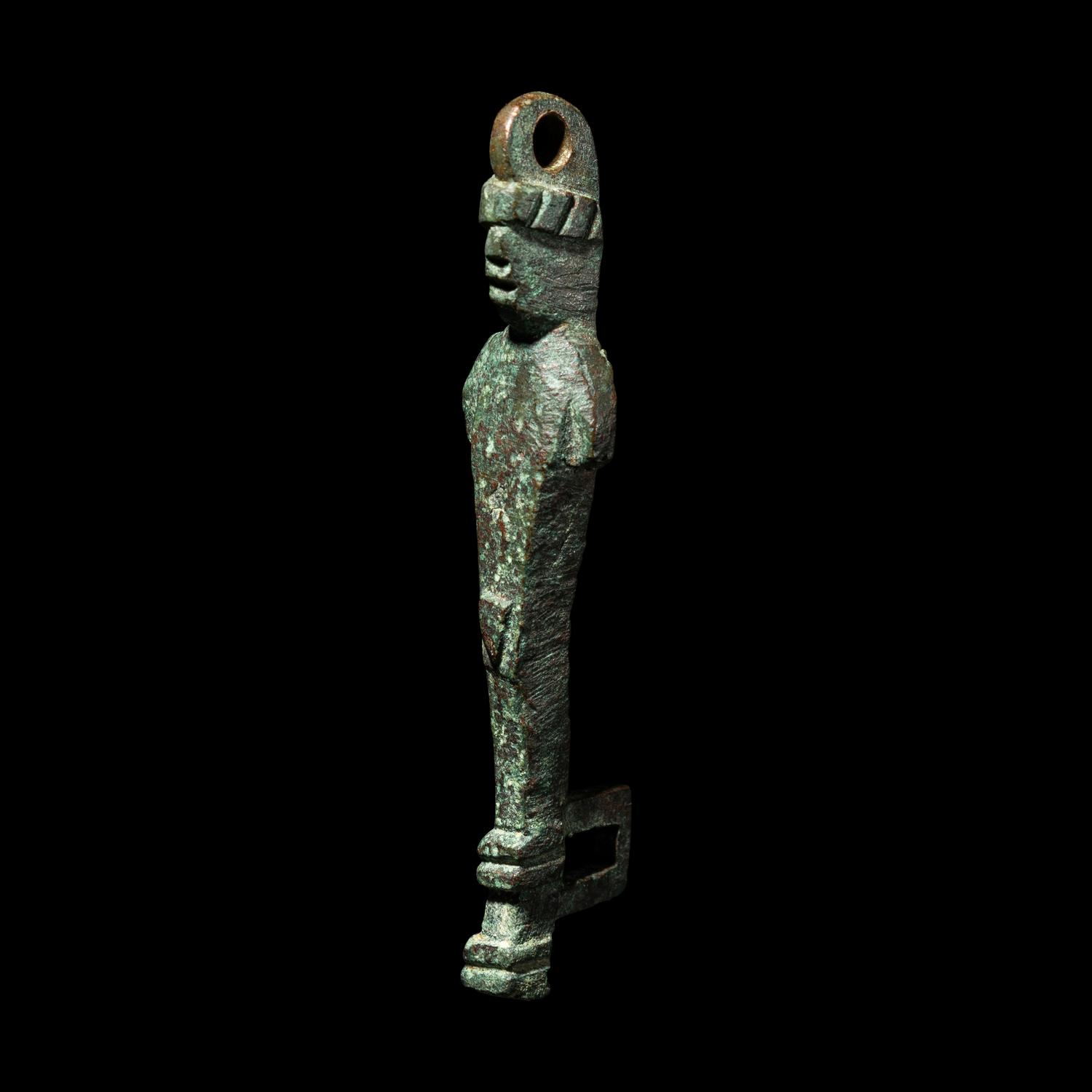 A Roman Bronze Key in the form of a Herm