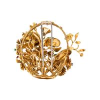 ENAMEL AND MULTIGEM FLOWER BASKET BROOCH